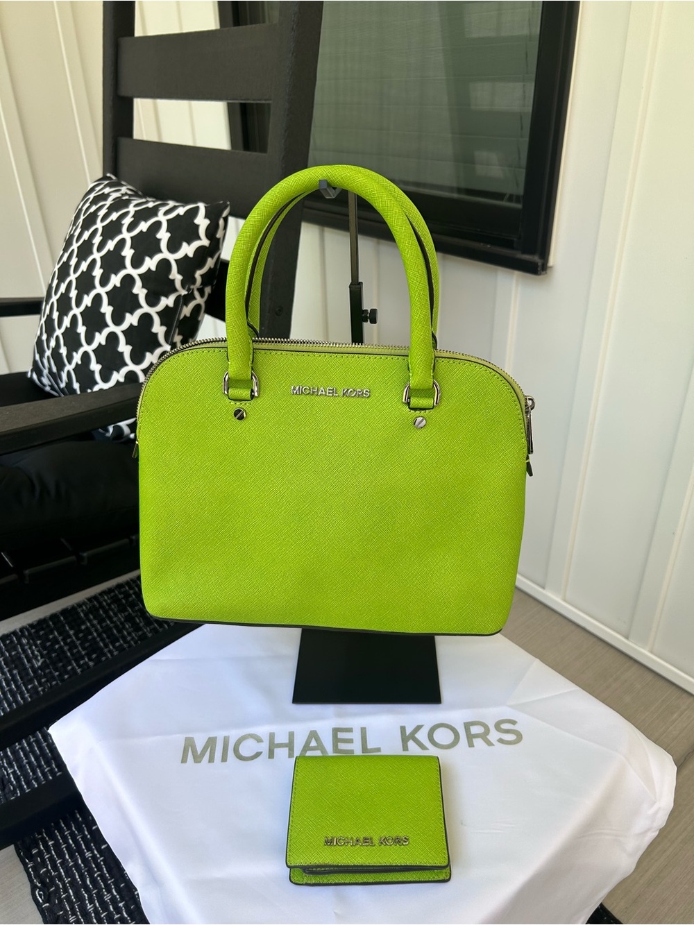 Michael Kors Women's Lime Green Saffiano Cindy Dome Satchel